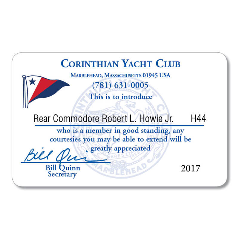 Corinthian Yacht Club membership card.