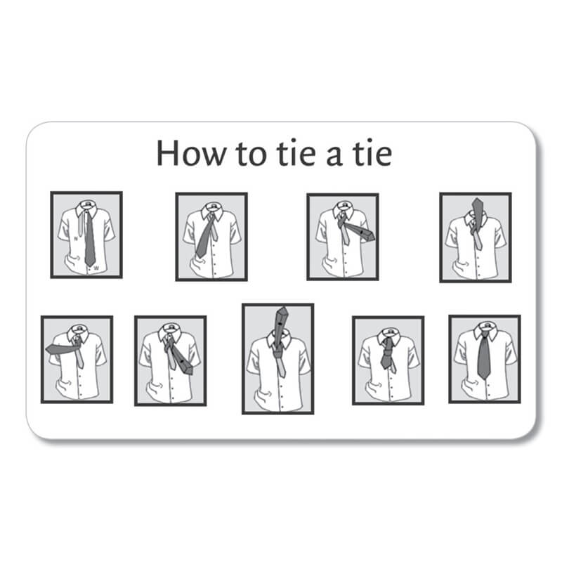 How to Tie a Tie PVC card.