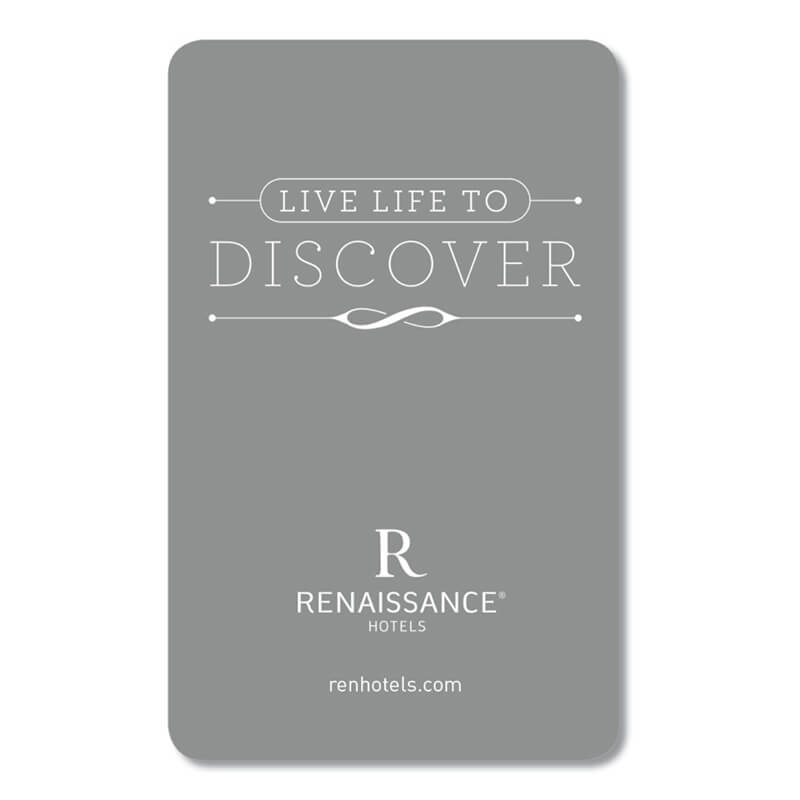 Renaissance Hotels key card. Live life to discover.