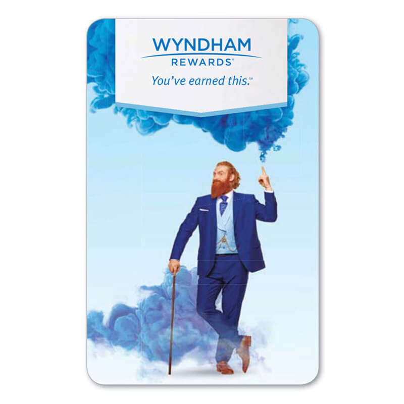 Wyndham Reward Hotel Key Card. Wyzard with blue smoke.