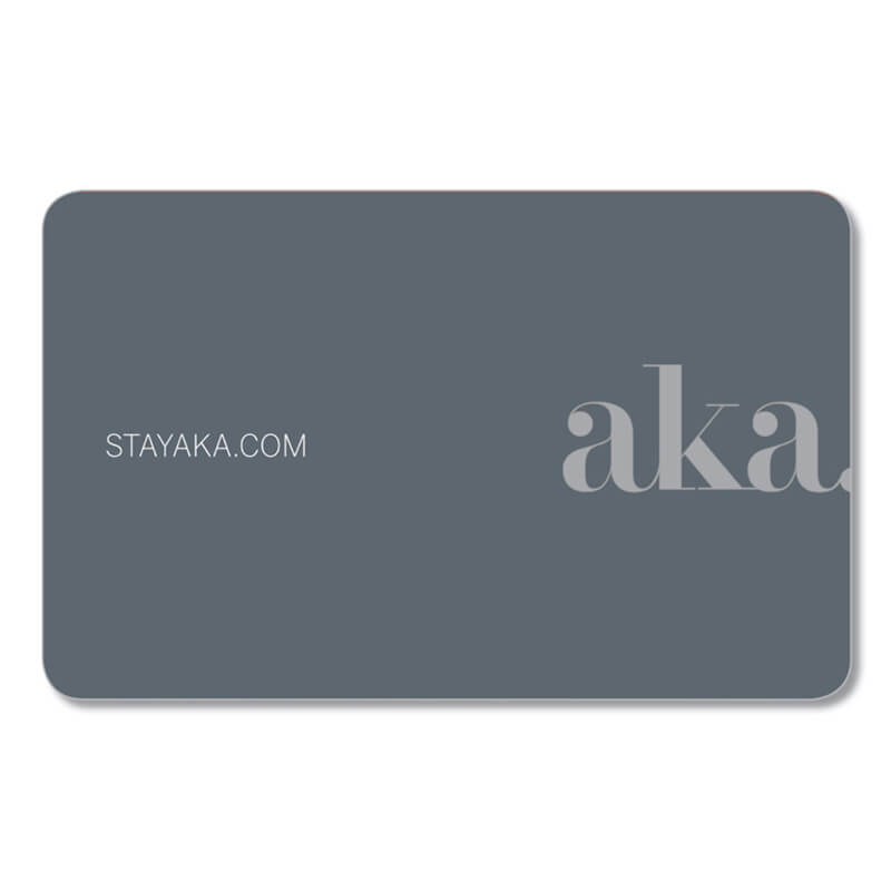 Stayaka.com Hotel Key Card. Gray card.