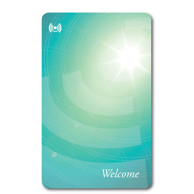 Generic green hotel key card front