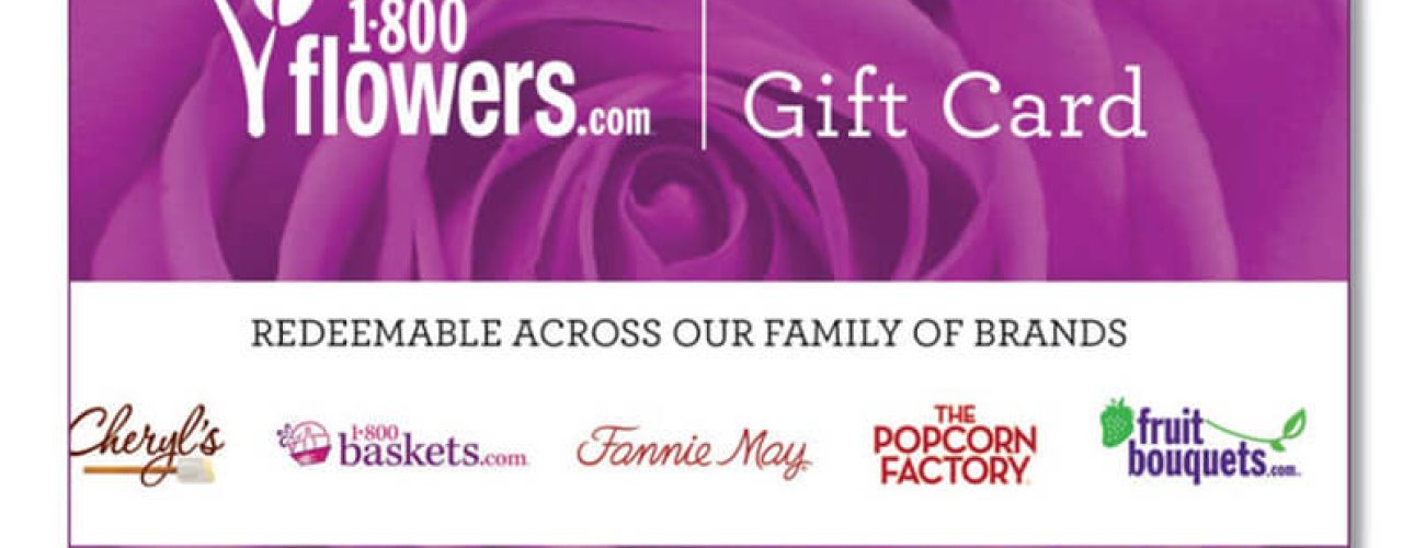 1-800flowers.com gift card. Purple rose background, Boost Room Sales